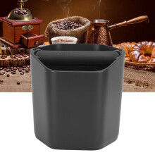 Large Capacity Coffee Knock Box with Knock Bar Nonslip Base Black Finish