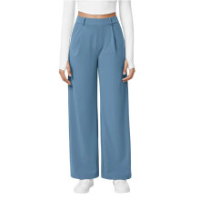 Women's wide-leg stretch work pants, business casual-Blue L