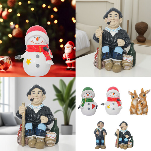Creative Rabbit Snowman Sculpture Outdoor Garden-Style A 2