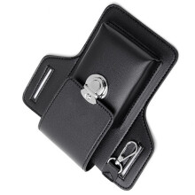 Multifunktionale Leder-Handytasche mit Gürtelclip,-Schwarz