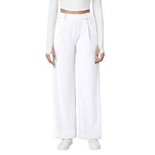 Women's wide-leg stretch work pants, business casual-White XXL