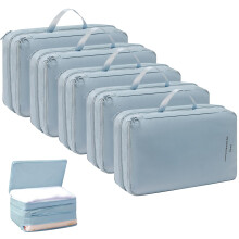Double Layer Compression Packing Cubes for Luggage, SpaceSaving Travel Organizer Bags Set, Blue M