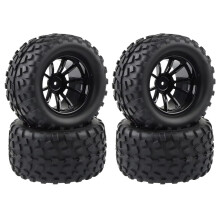 1/10 RC Tires and Wheels 130mm for Monster Truck Buggy 12mm Hex, Enhanced Grip Durable Upgrade