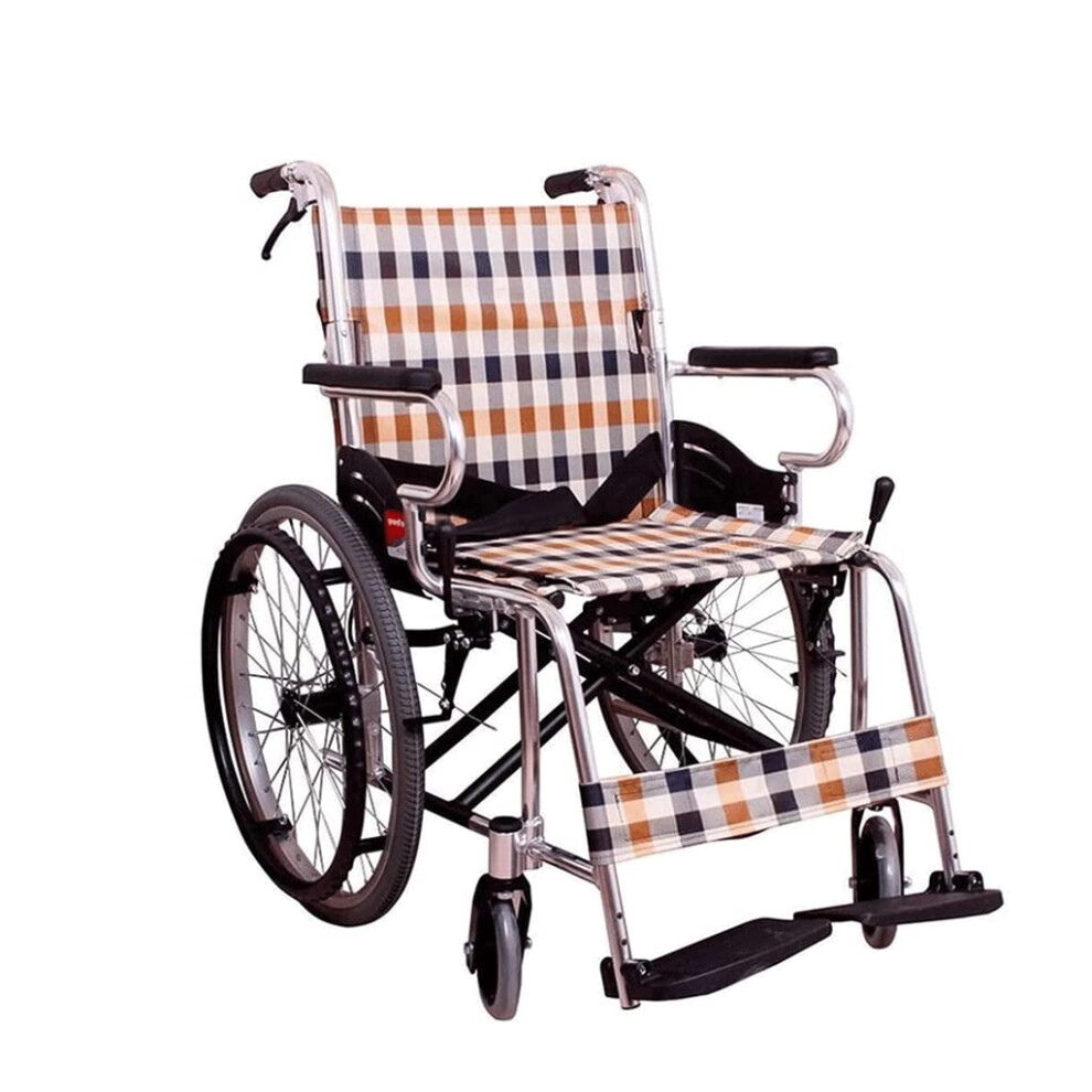 Lightweight Folding Wheelchair for Elderly, Aluminum Manual Wheelchair with Removable Armrests and Elevating Leg Rests