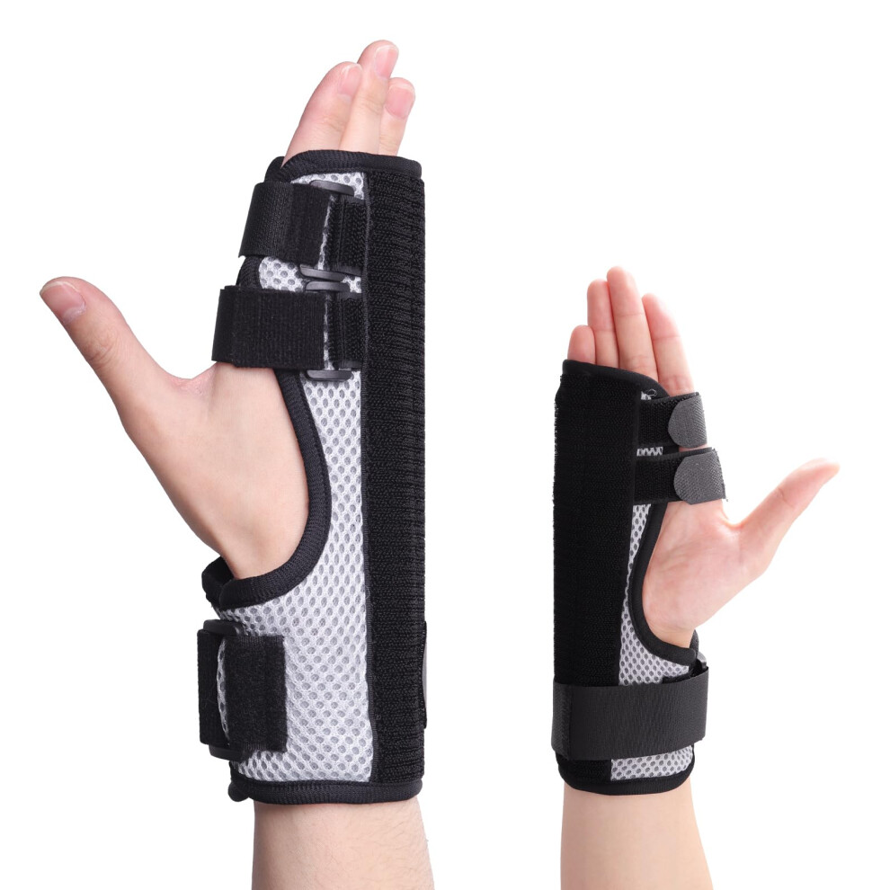 Black Adjustable Multi Finger Splint Hand Brace For Trigger Finger And Wrist Support, Breathable Lightweight L
