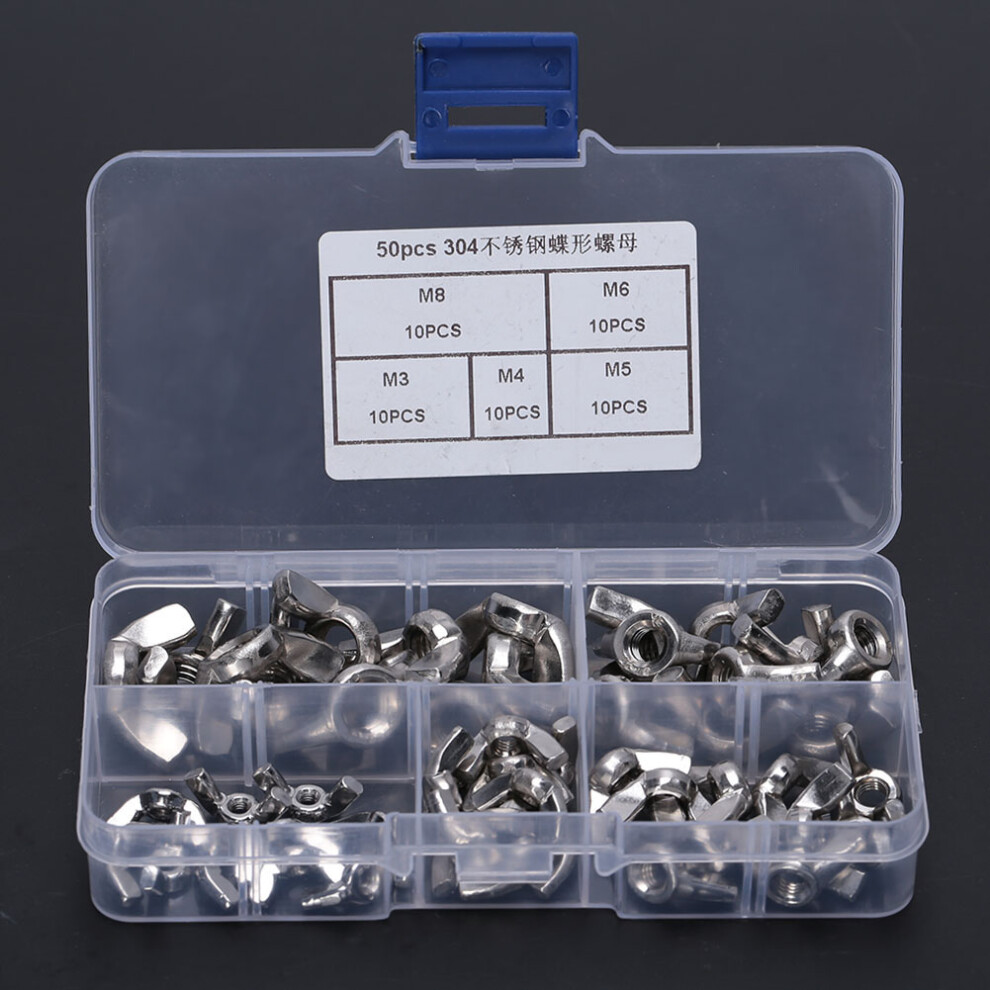 50Pcs Stainless Steel Wing Nuts Australia M3 M4 M5 M6 M8 Butterfly Fasteners 4971393636571