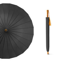 Windproof Travel Umbrella 24 Bone Long Pole Automatic Open Retro Chinese Style Solid Color