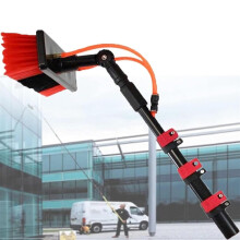 Water Fed Pole Telescopic Window Cleaning Kit 3.6m with Soft Brush Head and Adjustable Angle for Windows and Solar Panels