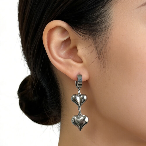 Boucles d'oreilles pendantes en forme de cœur de Style Punk, 1