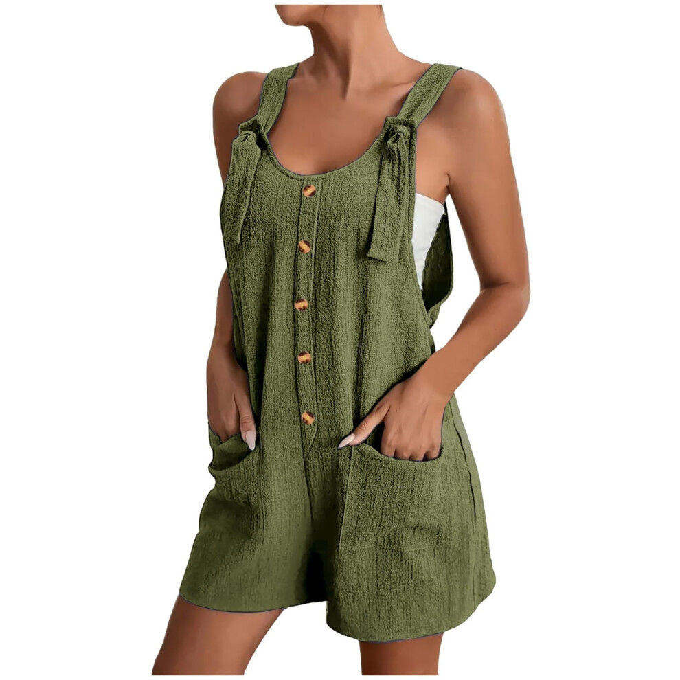 Green Women's Jumpsuit, Casual And Loose Short-Army Xxl