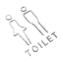 (silver) Man Woman Acrylic Wall Sign Plate Toilet Doorplate Wash Room Label Wc Signage Board 20x4cm