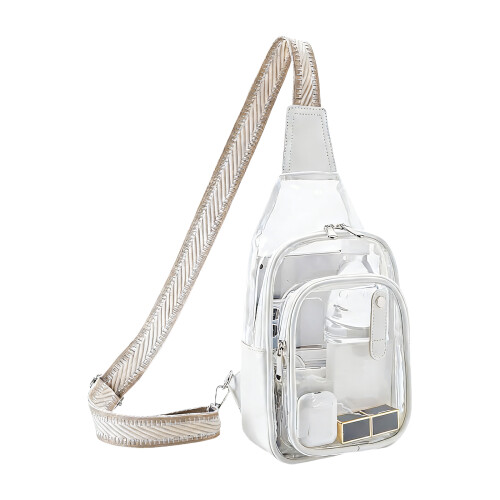 Transparent Shoulder Bag With Multiple Pockets For Easy-White