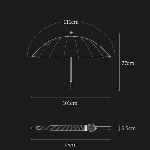 Windproof Travel Umbrella 24 Bone Long Pole Automatic Open Retro Chinese Style Solid Color 1
