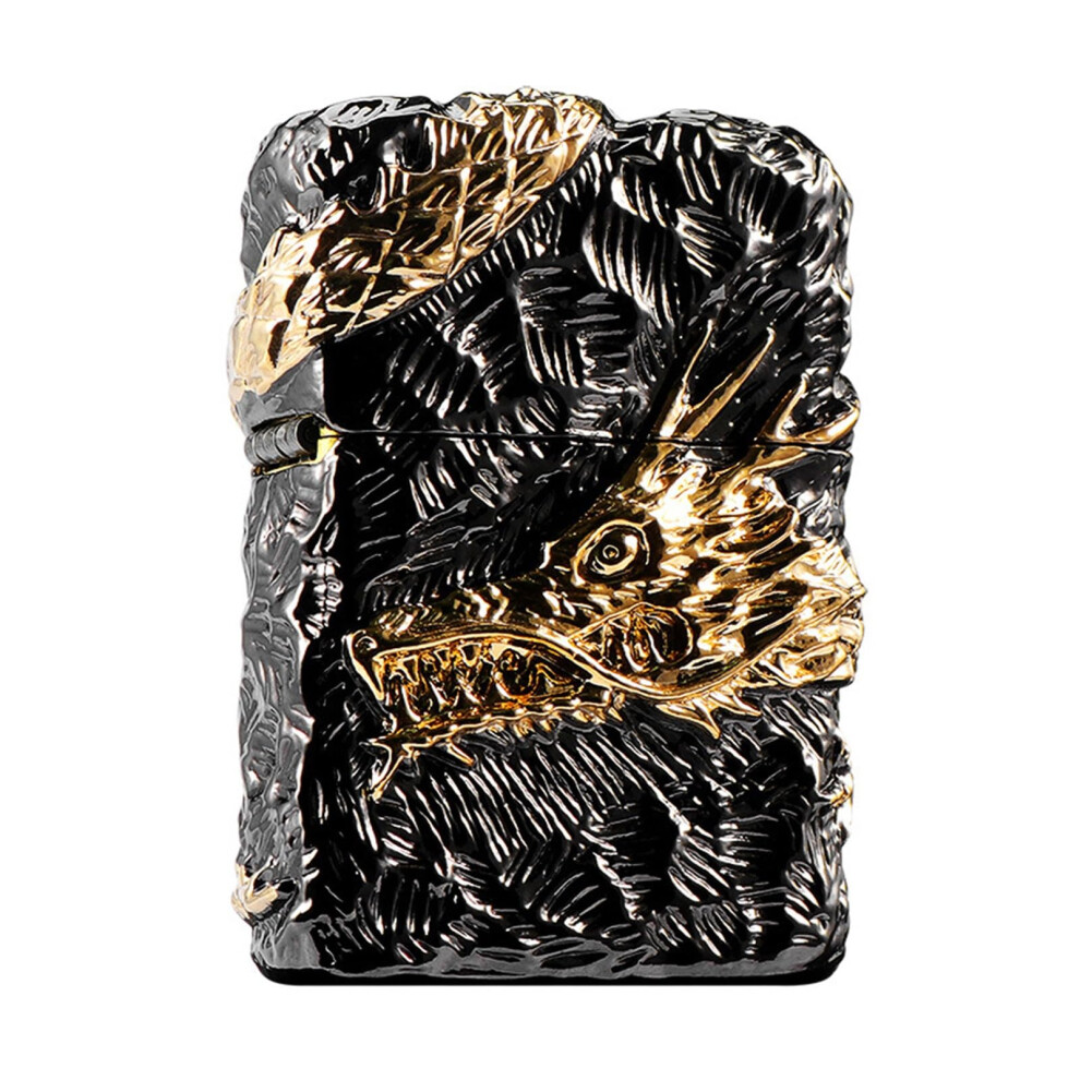 Black Brass Kerosene Lighter Retro Windproof Wheel Ignite Refillable Engraved Gift For Men