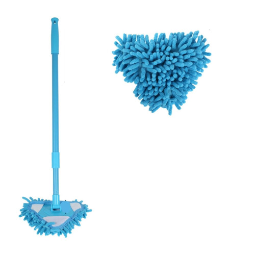 Adjustable Cleaning Mop with 180 Rotatable Head, Extendable Handle, Triangle Design for Corners (Blue)