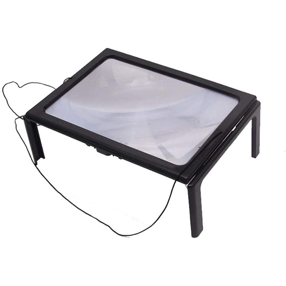 3X LED Magnifying Glass with Stand, Foldable A4 Reading Magnifier for Books and Craft Work