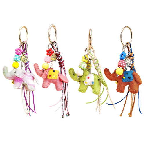Adorable Handcrafted Wool Felt Elephant Keychain With-Coffee 1