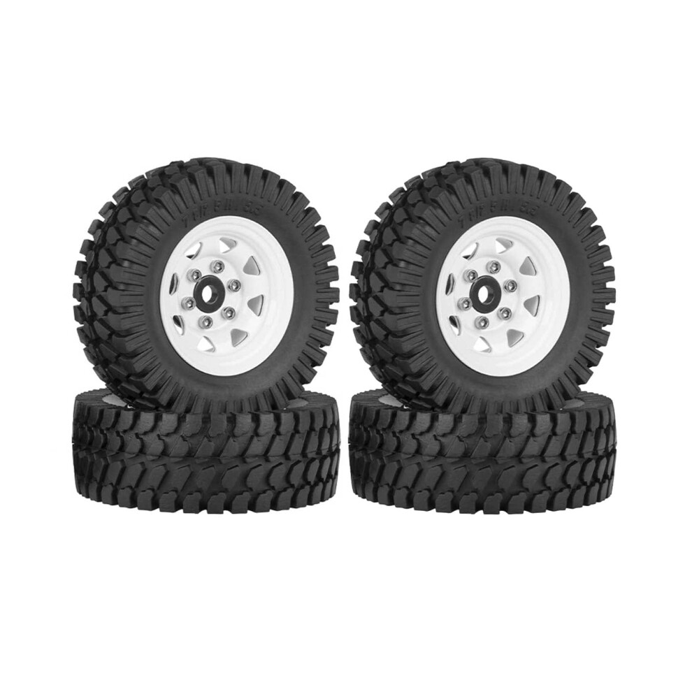 Amzstar 4Pcs 78Mm Rc Crawler Tires With 1.55 Inch Beadlock Alloy Wheels For Tamiya Cc01 Cc02 D90 Tf2 White 9330225318682