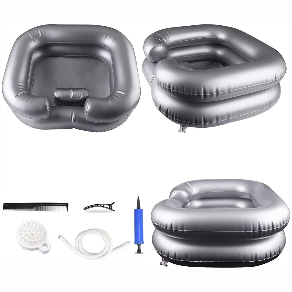 Inflatable Shampoo Basin for Elderly and Bedridden with Ergonomic Neck Support and Quick Drainage System