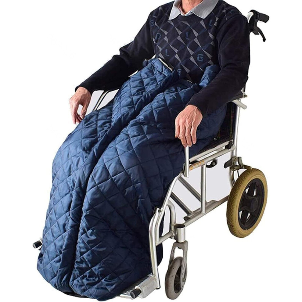 Waterproof Fleece Lined Wheelchair Blanket for Adults, Double Layer Warm Lap Cover with Zipper Closure