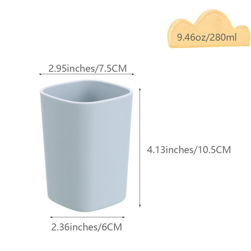 Square Toothbrush Holder Cup Grey, Durable Plastic Bathroom Rinse Cup for Couples 9.46oz 1