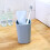 Square Toothbrush Holder Cup Grey, Durable Plastic Bathroom Rinse Cup for Couples 9.46oz 3