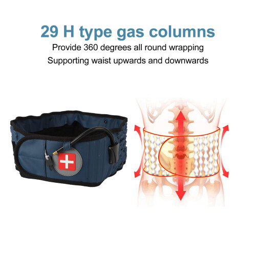 Lumbar Decompression Belt for Lower Back Pain, Adjustable Back Support Brace with Hand Pump Blue 1
