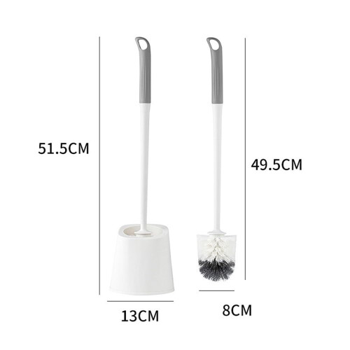 Toilet Brush Set White Soft Bristle Long Handle Wall Mounted Holder Space Saving Design 1