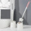 Toilet Brush Set White Soft Bristle Long Handle Wall Mounted Holder Space Saving Design 3