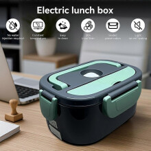 Efficient Heated Lunch Box Set, Heated Lunch Boxes with 304 Stainless Steel Inner, 1.5L Heatable Lunch Box for Car/Truck/Office /Travel