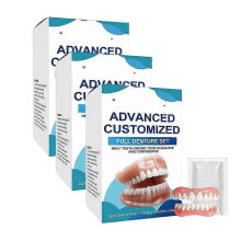 3pcs Full Denture Set, Upper & Lower False Teeth for Men Women