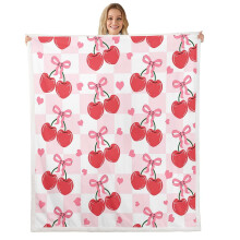 Pink Sherpa Fleece Throw Blanket with Bowknot Design, UltraSoft DoubleSided Warm Blanket for Girls Bed and Couch 60'x80'