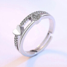 Dww - A women's white diamond ring (white copper plated with platinum), with adjustable opening