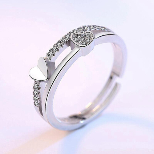 Dww - A women's white diamond ring (white copper plated with platinum), with adjustable opening