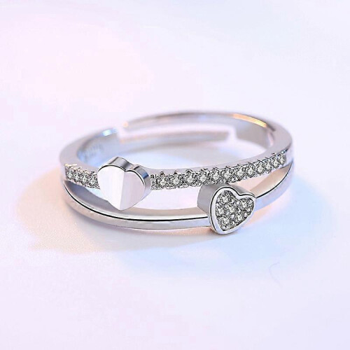 Dww - A women's white diamond ring (white copper plated with platinum), with adjustable opening 2