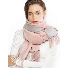 Dww-Pink Gray, 60  200 Long Winter Cashmere Wool Shawl Scarf, Large Double-Sided Thick and Warm