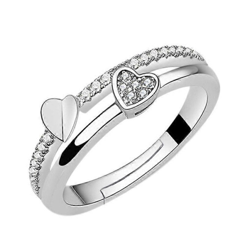 Dww - A women's white diamond ring (white copper plated with platinum), with adjustable opening 2