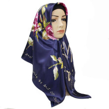 Dww-(Bleu) charpe de cheveux en fausse soie teinte carre Bandana de sommeil de nuit