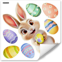 Window Decals | Reusable and Party Stickers - Easter Decorations: Bunnies, Eggs - for Events, Celebrations, Living Rooms, Bedrooms, Kitchens, Gardens,