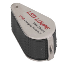 Metal 30X LED UV Loupe Rechargeable 60mAh 60x30mm