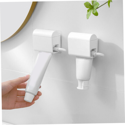 Toothpaste Squeezer Set Wall Mounted Dispenser White Space Saving Holder Easy Install Even Dispensing 2