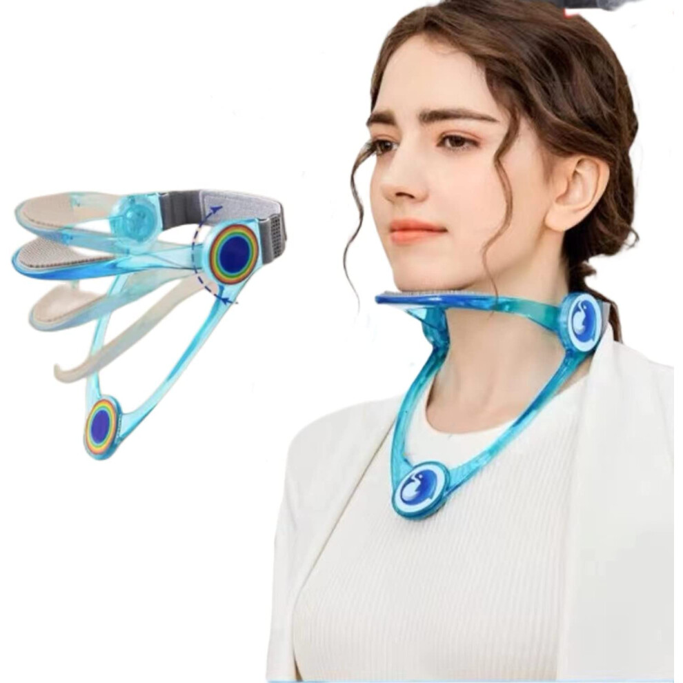Blue 360 Adjustable Cervical Neck Traction Device With MultiâGear Posture Support For Neck Pain Relief (Blue)