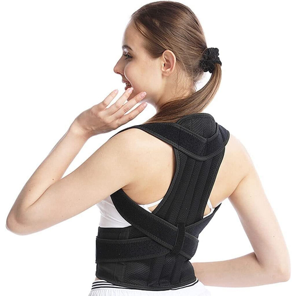 Posture Corrector Back Support Brace with Adjustable Lumbar Support for Plus Size Men and Women â Black Small