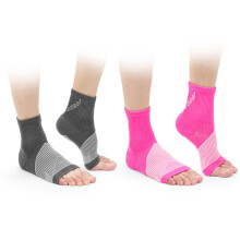 Compression Socks for Plantar Fasciitis Relief, Arch Support Ankle Sleeves 2‑Pack Gray and Pink