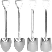 (2 x Pointed Shovel 2 x Quadrate Shovel)Dessert Spoons, Fruit Spoon, Stainless Steel Cute Shovel Spoon Innovative Food Grade Material Reusable Sugar D