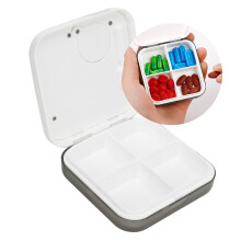 Portable Medicine Box Timer, 4 Compartments Grey