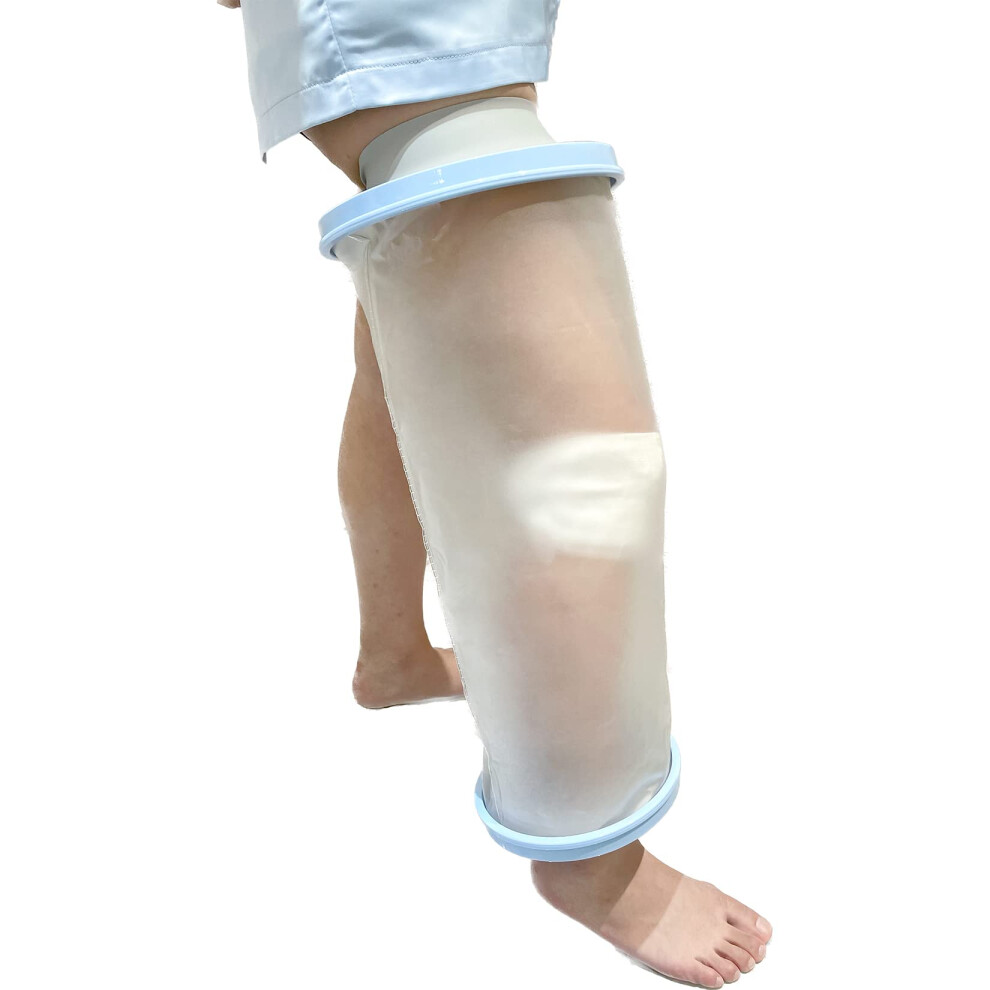 Waterproof Knee Shower Cover for Adults After Surgery, Reusable Knee Cast Protector with Comfort Seal (M1)