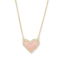 Pink Heart Adjustable Length Pendant Necklace for Women, Fashion Jewelry
