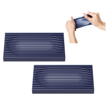 Silicone Soap Dish Self Draining Soap Holder with Anti Slip Base for Bathroom Kitchen Sink 2 Pack Blue