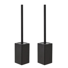 Toilet Brush and Holder Set 2 Pack, Square Matte Black Design with Rust‑Resistant Aluminum Handle and Leakproof Hygienic Storage